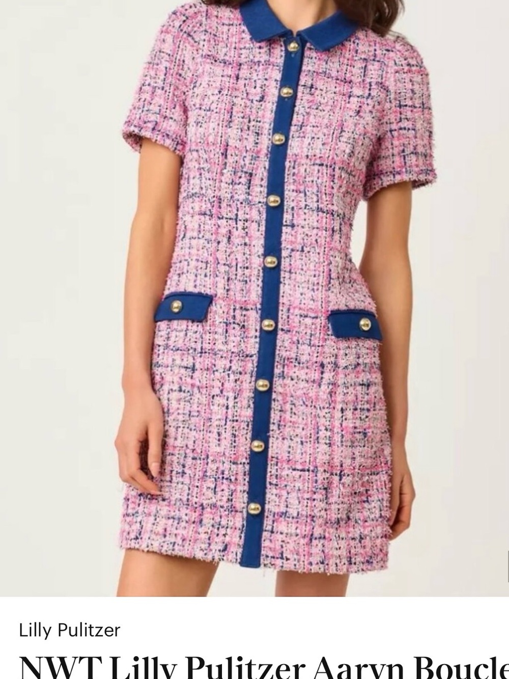 NWT Lilly Pulitzer Aaryn Boucle Shift Dress Confetti Pink Eyelash Texture Boucle